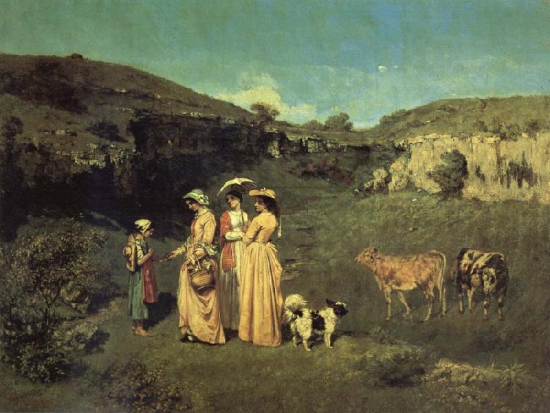Gustave Courbet Les Demoiselles de Village oil painting image